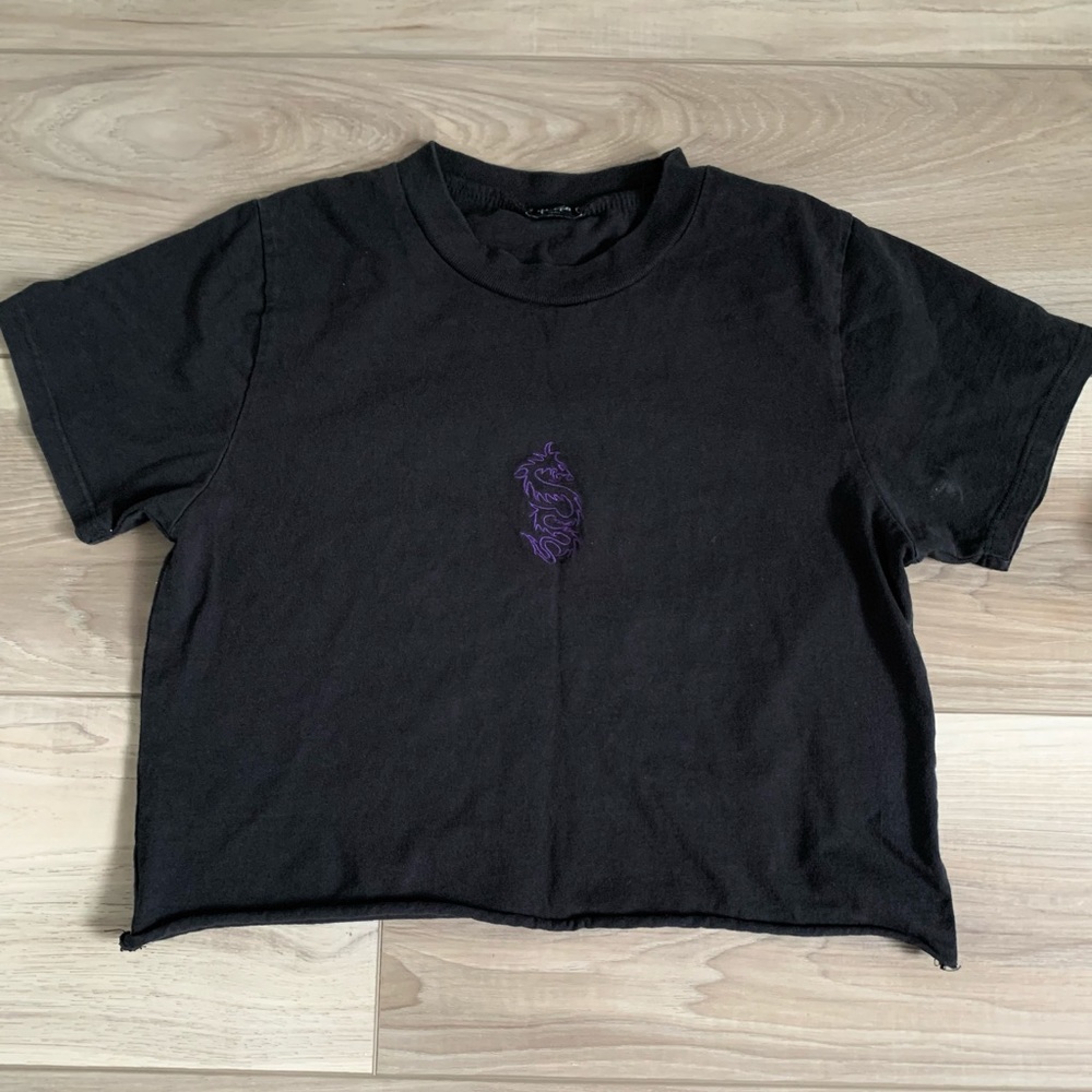 Brandy Melville dark grey dragon crop top